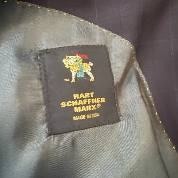 Hart Schaffner Marx Suit Mens 39 Wool Blend Window Pane Blazer Pants Union USA - Picture 5 of 16